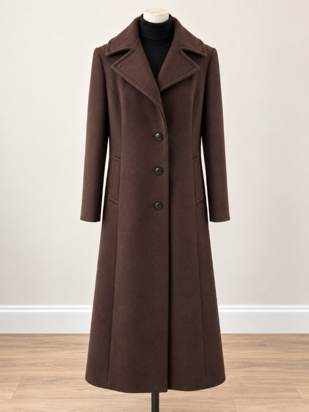Vintage Renette Toronto Heavyweight 100% Wool Brown Maxi Coat (Size 12-14)